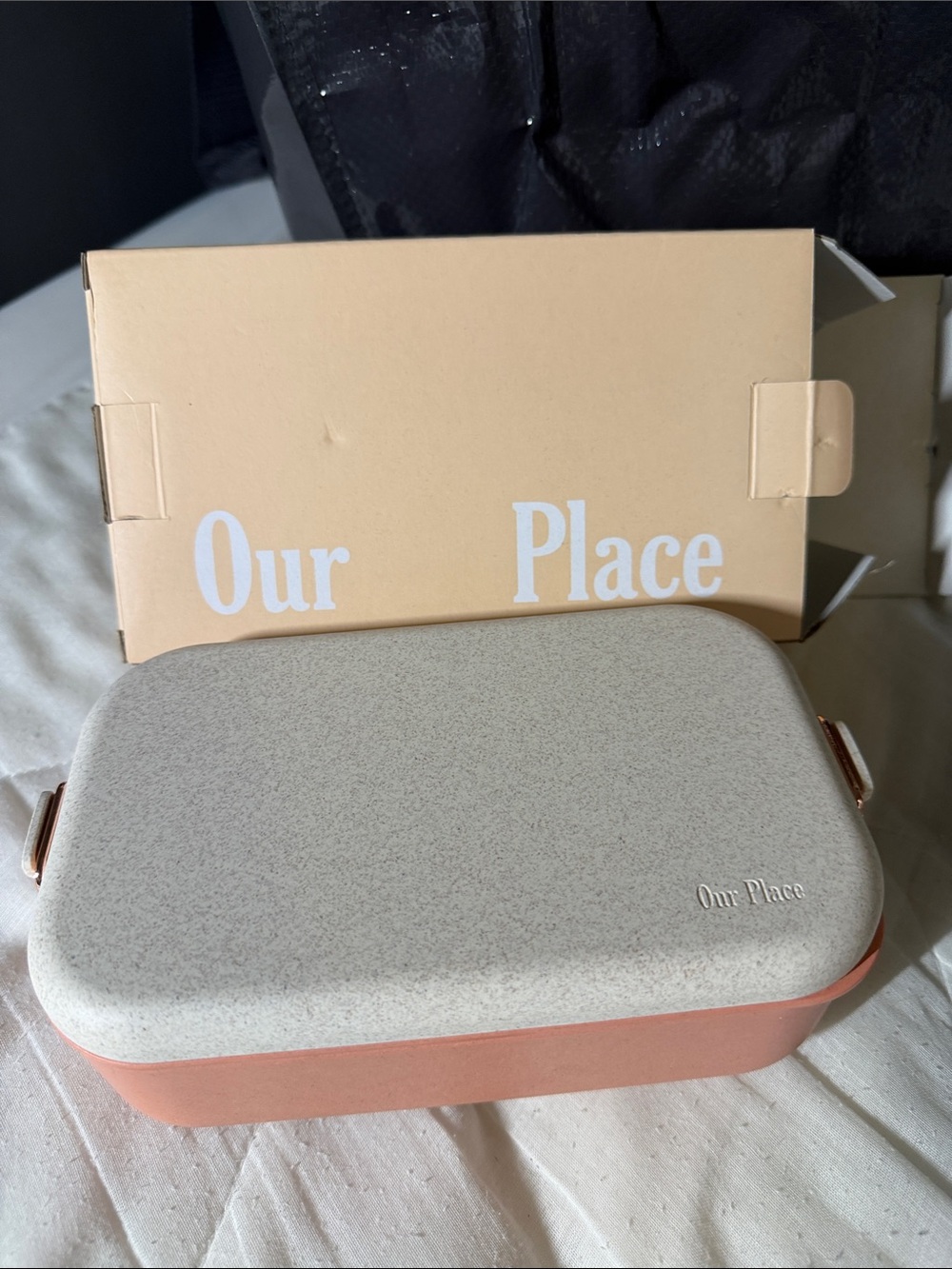 Our Place Two-Tone Lunch Box - Cream Top & Peach Base